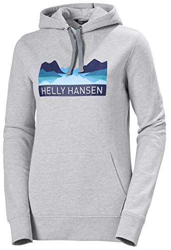 Helly Hansen W Nord Graphic Pull Over Hoodi Suéter con Capucha, Mujer, Grey Melange, XL