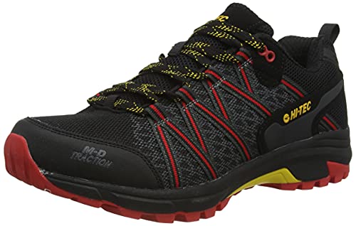 Hi-Tec Serra Trail-Black/Molten Lava/Spectra Yellow Uk9, Zapatos para Senderismo Hombre, 43 EU