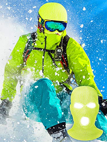 Hicarer 3 Pasamontañas Envoltura de Cabeza Cubiertas Faciales de 3 Agujeros de Esquí de Punta de Deporte de Invierno al Aire Libre (Rosa Rojo, Blanco, Amarillo)
