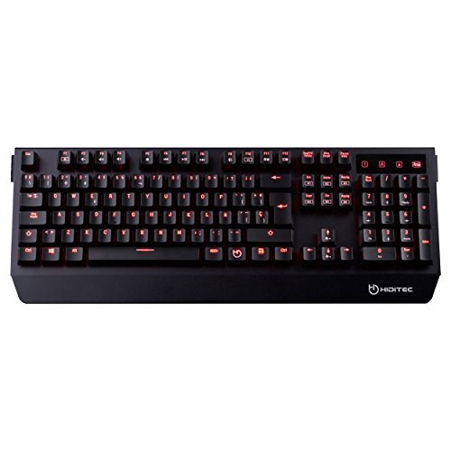 Hiditec | Teclado Gamming GK500 Mecánico Retroiluminado LED Rojo | Keyboard para PC Garmer Switch Cherry Blue | Estructura de Aluminio | N-Key Anti-Ghost | Color Negro