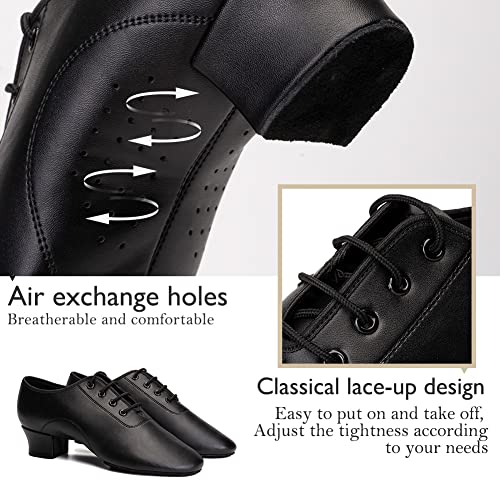 HIPPOSEUS Chico Zapatos de Baile Latino y Moderno, tacón bajo 3.5CM (1.37inches),ES701,Negro Color,EU 42