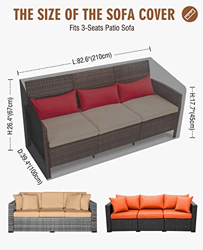 HIRALIY Funda para sofá de exterior de 82,6", funda impermeable para sofá, fundas para muebles de patio que se ajustan a sofás de 3 plazas, fundas duraderas para sofás en invierno,82,6"L x 39"W x 27"H