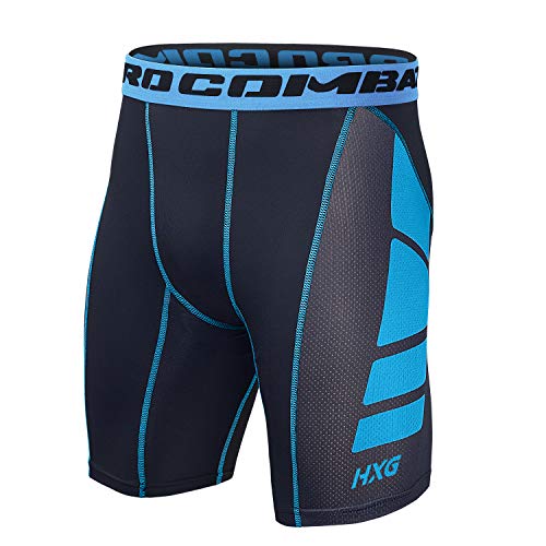 Hivexagon Pantalones Cortos de Compresión de Media Pierna para Deportes, Correr y Entrenamiento de Gimnasio SM008BUS