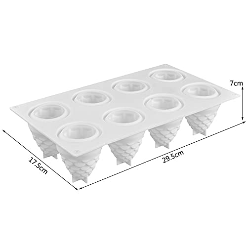 Holzsammlung 8 Cavidades Molde de Silicona 3D Cubo Forma de Piña Moldes para Caramelos Molde de Silicona para Resina Soja Jabón Hecho a Mano, Molde de Fondant, Molde de Mousse