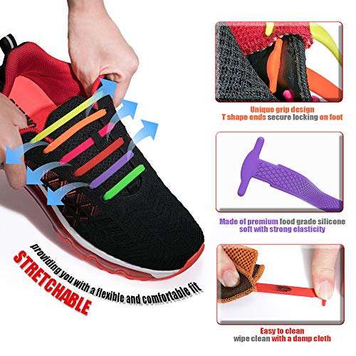 Homar sin corbata Cordones de zapatos para niños y adultos Impermeables cordones de zapatos de atletismo atlética de silicona elástico plano con multicolor de los zapatos del tablero Sneaker boots (Adult Size White)