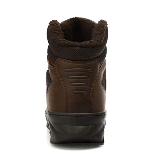 Hombre Botas de Nieve Impermeable Botas de Invierno Forro Piel Zapatillas Trekking Senderismo Sneakers Marrón 40