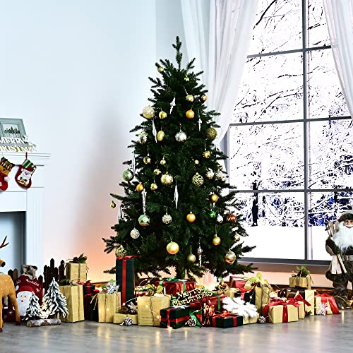 HOMCOM Árbol de Navidad 180cm Artificial Árboles Decoración Navideña con 1492 Ramas Soporte Metal