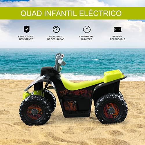 HOMCOM Quad Batería 6V Moto Eléctrica Infantil Niños +18 Meses Velocidad 2,5 Km/h Carga Máx. 20 Kg Sonido Luces y Cargador Incluido 66x43x43 cm Negro y Amarillo