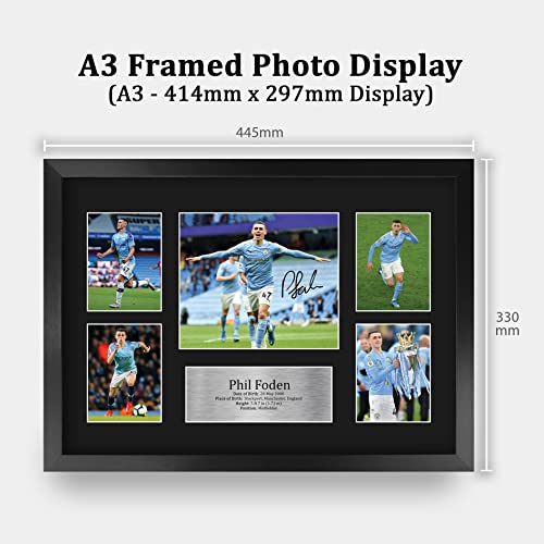 HWC Trading FR A3 Phil Foden Manchester City Regalos Impresos Imagen De Autógrafo Firmado para Los Aficionados Al Fútbol Y Partidarios - A3 Framed