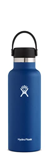 HYDRO FLASK - Cantimplora Isotérmica 532 ml, Botella Térmica Acero Inox, Termo Aislamiento al Vacío, Tapón Flex Cap Antifugas y Recubrimiento Polvo, Libre de BPA, Apertura Estándar, Cobalt