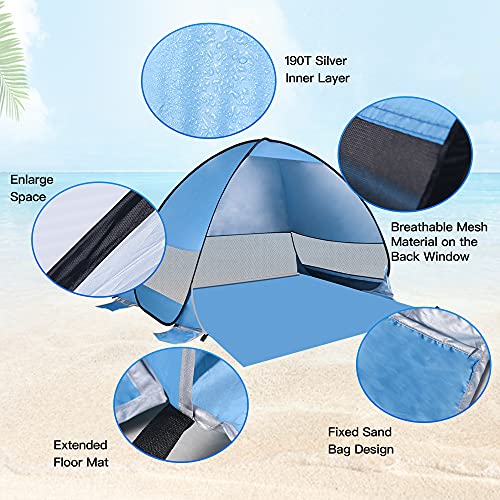 Idefair Carpa de Playa emergente Sun Shelter Automático Anti-UV Sombra Impermeable Carpa instantánea Grande Carpa de Campamento al Aire Libre para niños y Adultos,Familias,Playa,Camping