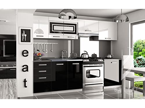IKAR | Cocina Completa Modular Lineal L 240 / 180cm 7 pzs | Plan de Trabajo Incluido | Conjunto de Muebles de Cocina Modernos