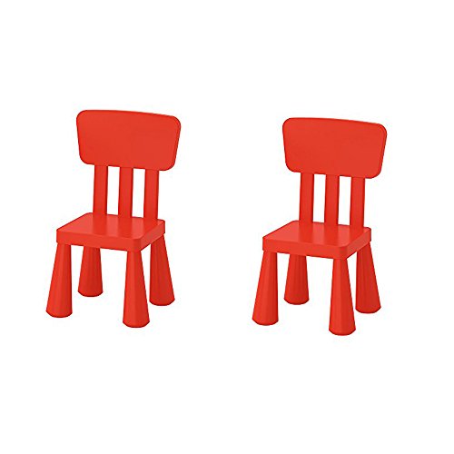 Ikea Mammut - Silla infantil para interiores y exteriores, color rojo, 2 unidades
