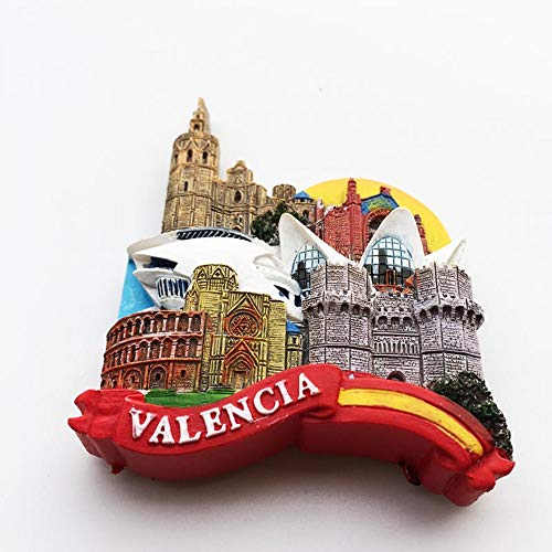 Imán para nevera en 3D de Valencia España para viaje, colección de regalos de recuerdo, decoración del hogar y la cocina, pegatina magnética para nevera