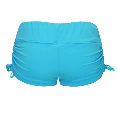 iMixCity Shorts de Natación para Deportes Acuáticos para Mujer Bikini Bottoms Traje de Baño Pantalones Cortos de Protección UV con Cordones Ajustables (L, Azul)