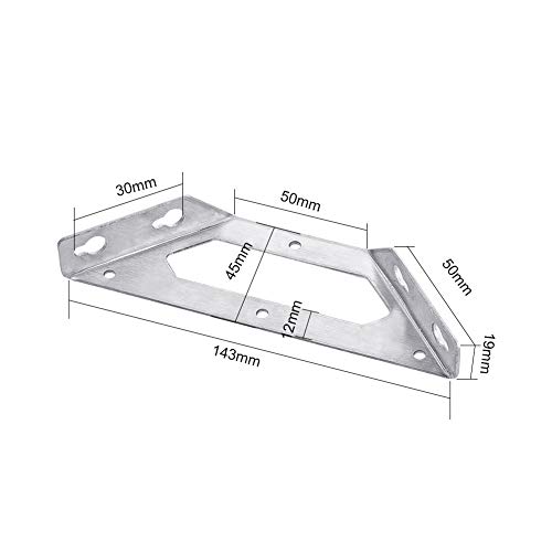 INCREWAY 2 soportes de ángulo de acero inoxidable para esquinas trapeziformes, soportes de ángulo multiuso, para sillas de madera, estanterías, muebles de ventana (105 x 105 mm)