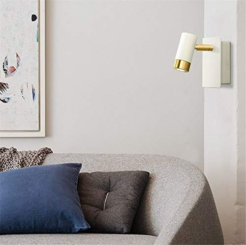 Industrial Wall Lights, LED Spotlight Bedroom Reading Bedside Lamp Modern Metal Wall Lamp with 1.5M Plug Wire and Button Switch,Lamp Head Adjustable,for Living Room Corridor ing White