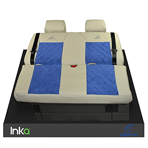 INKA - Fundas de asiento acolchadas para asiento delantero y trasero de diamante para VolksWagen T6.1, T6, T5.1, T5 California Ocean Beach Coast – MY 2014 en adelante