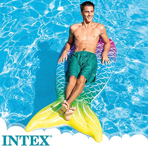 Intex 58788EU - Colchoneta INTEX hinchable, Colchoneta cola de sirena, 178x71x18 cm, Diseño multicolor, Peso máximo 100 Kg, Inflables INTEX, Colchoneta sirena, Flotador para adultos