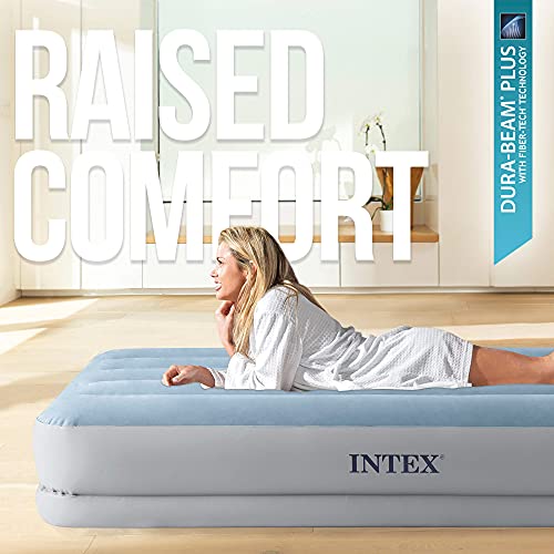 Intex 64166NP - Colchón hinchable INTEX Dura Beam Plus, cama inflable individual, cama hinchable 90, medidas 99x191x30 cm, colchón autoinflable, con bomba integrada