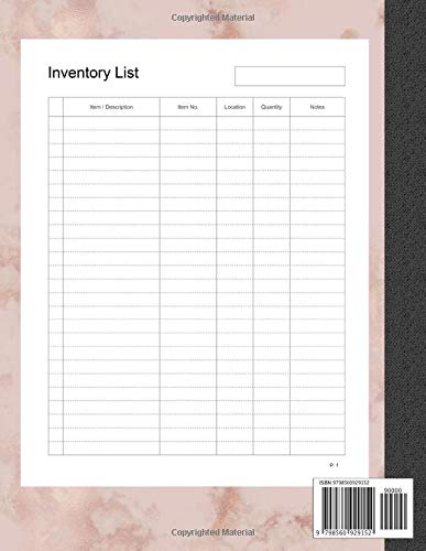 Inventory Log: 120 pages , 8.5 x 11 inches ( large size ) , pink marble cover : Simple Inventory Log Book for Home Based Small Business, Small Offices, Personal Project