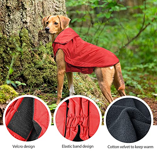 IREENUO Chaqueta 100% Impermeable para Mascotas Perros Abrigos de Invierno cálido Rojo-L