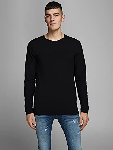 JACK & JONES Basic O-Neck tee L/S Noos Camisa Manga Larga, Negro (Black), XL para Hombre