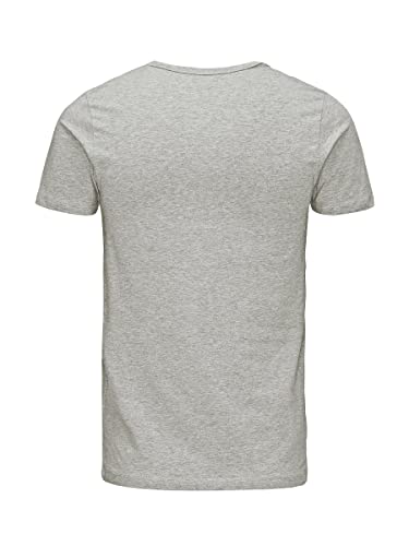 JACK & JONES Basic V-Neck tee S/S Noos Camiseta, Grau (Light Grey Melange Jj Light Grey Melange), S