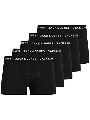 JACK & JONES Jachuey Trunks 5 Pack Noos Calzoncillos Boxer Hombre, Negro (Black Detail), M (Pack de 5)