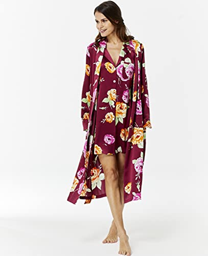 Jadee Vestido de noche para mujer, de seda, de manga larga, 100% seda Malaga Roses Large