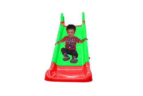 JAMARA- Tobogán Funny Slide Verde – de plástico Resistente, caño Antideslizante para aterrizajes Suaves, peldaños Anchos y Asas de Seguridad, Cuerda de estabilización, Color (460502)