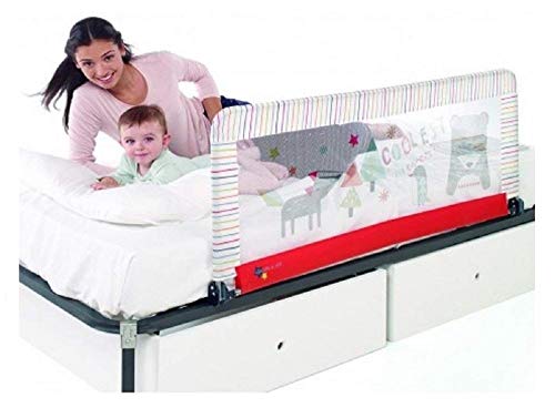Jané - Barrera de seguridad para cama (130 x 55 cm.) estampado rayas multicolor/rojo