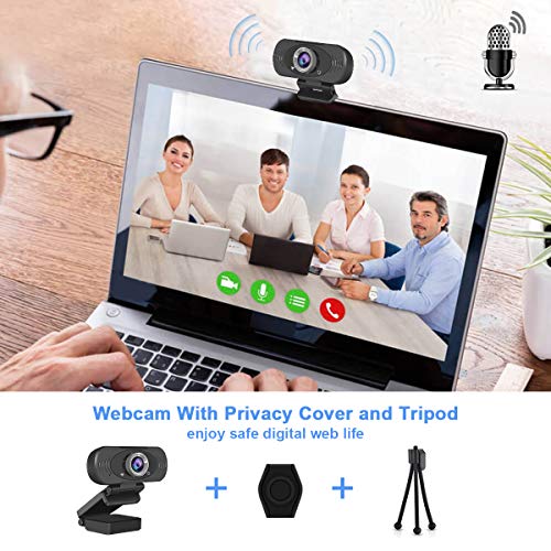 JideTech - Webcam para PC 1080P con micrófono, USB para computadora portátil, conectar y Usar, cámara Web para conferencias Web, MSN y Skype …