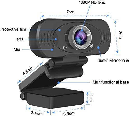 JideTech - Webcam para PC 1080P con micrófono, USB para computadora portátil, conectar y Usar, cámara Web para conferencias Web, MSN y Skype …