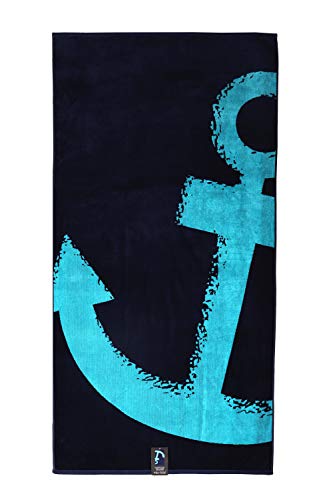 jilda-tex Toalla de playa, 90 x 180 cm, toalla de baño, toalla de playa, toalla de mano, 100% algodón, de rizo, de fácil cuidado (azul nórdico)