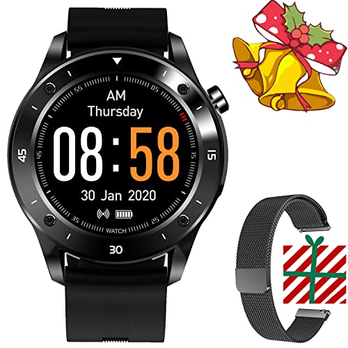JINPX Smartwatch Reloj Inteligente para Hombre con Correa Gratis,Monitor de Frecuencia Cardíaca,Sueño,Podómetro,8 Modos Deportivos,Pulsera Actividad Inteligente para Android iOS