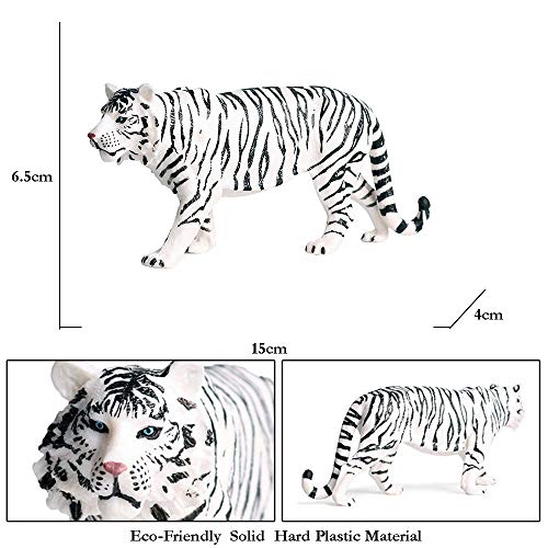 JOKFEICE Figuras de Animales realistas Figuras de Tigre Blanco Siberiano, Proyecto de Ciencia, decoración de Pasteles, cumpleaños para niños pequeños de 3 a 4 5 años