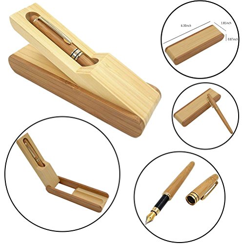 Juego de pluma estilográfica de bambú original de Forrader, exquisitos bolígrafos de madera de bambú con pluma estilográfica plegable de bambú para escritura y firma personalizada