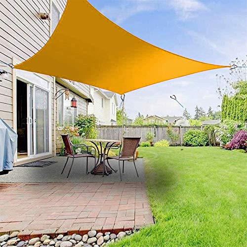 KAISUN Toldos Impermeables Exterior Rectangular,protección Solar Anti-98% UV, Fácil de Limpiar con Accesorios Gratuitos para Terraza al Aire Libre, Jardín (6 x 6 m,Amarillo Mango)