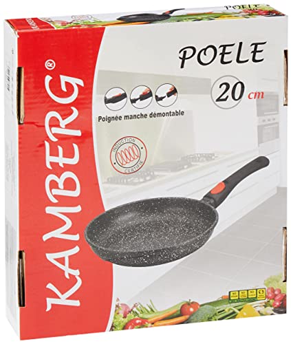Kamberg - 0008020 - Sartén 20 cm - Mango Extraíble - Aluminio Fundido - Revestimiento Piedra antiadherente - Todos los incendios, incluida la inducción - Sin PFOA