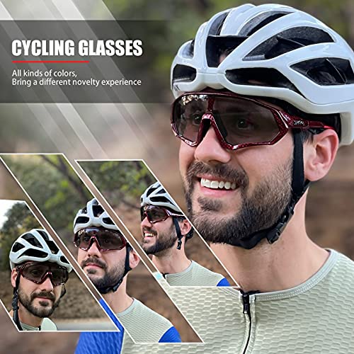 KAPVOE Gafas de Ciclismo Fotocromáticas con TR90 Gafas de Sol Deportivas Mujeres Hombres Running Transparente MTB Accesorios de Bicicleta 20A