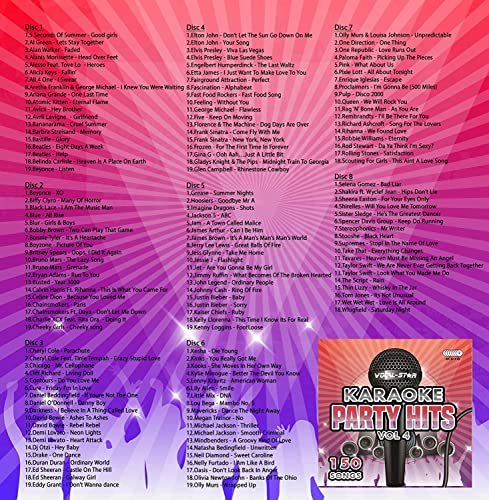 Karaoke Party Hits Vol 4 CDG CD+G Disc Set - 150 Songs on 8 Discs Including The Best Ever Karaoke Tracks Of All Time (Take That ,Beyonce, Beatles, Elton John, One Direction & much more
