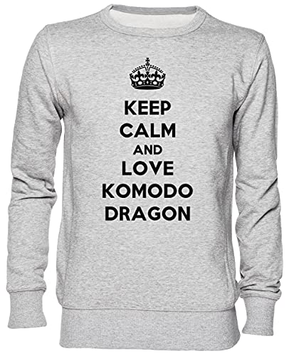Keep Calm and Love Komodo Dragon Gris Jersey Sudadera Unisexo Hombre Mujer Tamaño L Grey Unisex Jumper Size L