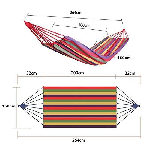 KEREITH Al Aire Libre jardín Hamaca algodón Suave Camping Hamaca con Mochila, Mejor para Patio (Rojo/Amarillo,MAX Load 450lbs)