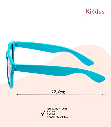 Kiddus Gafas de Sol POLARIZADAS para niña niño chica chico. UV400 Protección 100% contra rayos ultravioleta. A partir de 6 años. Resistentes, Seguras, ligeras y confortables (08 Azul dos tonos)