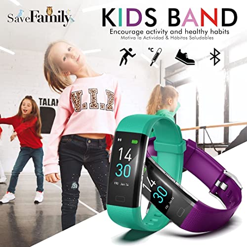 Kids Band SAVEFAMILY. Pulsera de Actividad para niños y Adolescentes. Monitor de Salud, Sueño, Temperatura, 16 Modos de Deporte, Fotos a Distancia. Fondos Personalizables. (Verde)