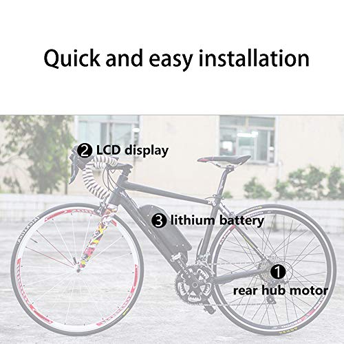 Kit de bicicleta electrica inteligente, kit de conversión de bicicleta eléctrica con batería Kit de bicicleta eléctrica de motor de rueda trasera, fácil instalación rápida,Cassette 27.5",36V 350W