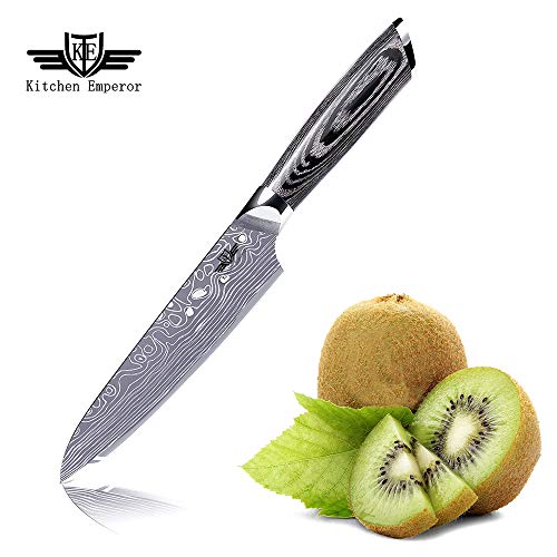 Kitchen Emperor Cuchillo de frutas, cuchillo de cocina profesional, cuchilla de acero alemana de 236 mm de alto carbono con mango ergonómico cómodo
