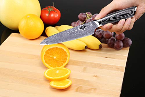 Kitchen Emperor Cuchillo de frutas, cuchillo de cocina profesional, cuchilla de acero alemana de 236 mm de alto carbono con mango ergonómico cómodo