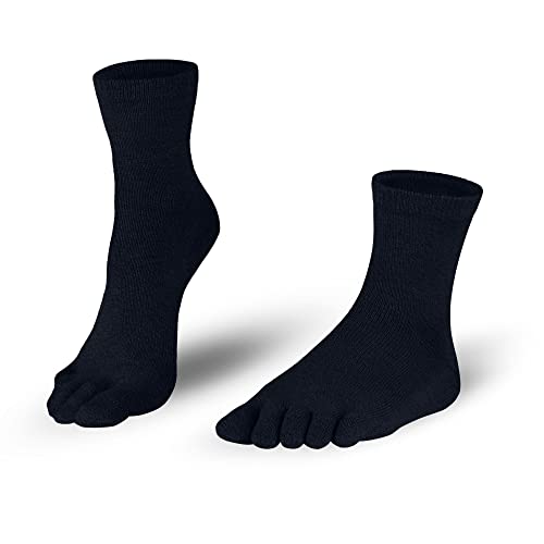 Knitido Essentials Midi | Calcetines con dedos en algodón hombre y mujer para uso cotidiano, Talla:39-42, Color:Negro (101)